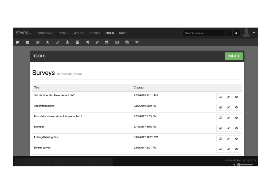 HoldMyTicket Ticket, Event, Check Out Surveys